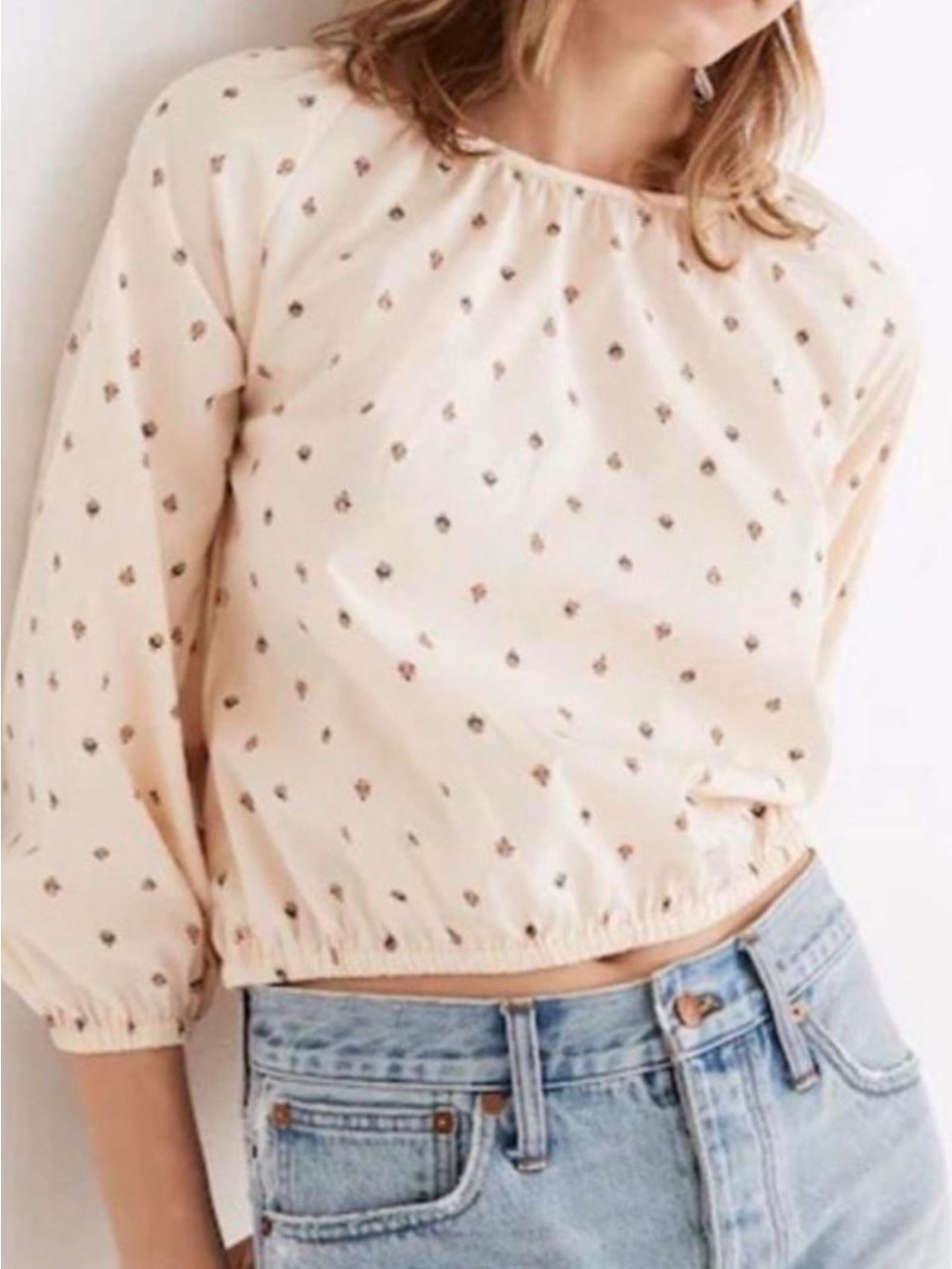 Madewell Cream Blouse with Tiny Floral Print